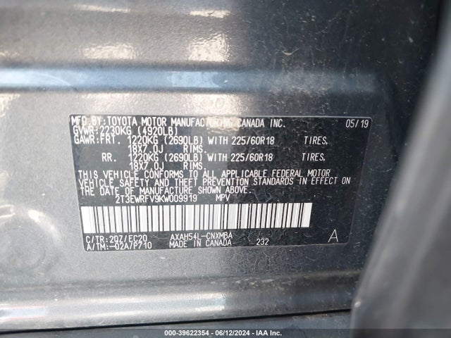 2T3EWRFV9KW009919 Toyota Rav4 Hybrid Xse
