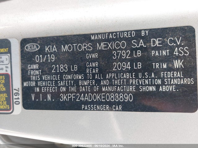 KIA Forte Lxs 2019 3KPF24AD0KE083890 Image 9