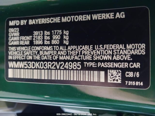 WMW53DK03R2V24985 Mini Hardtop Cooper S