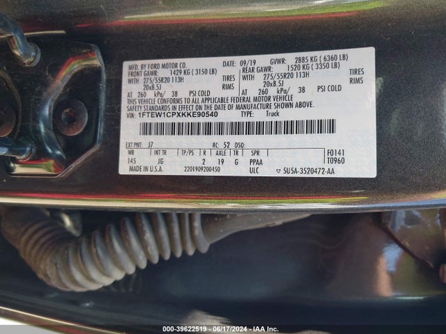 Ford F-150 Xl 2019 1FTEW1CPXKKE90540 Image 9