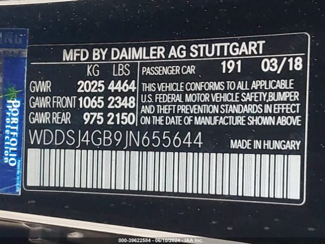 WDDSJ4GB9JN655644 Mercedes-Benz CLA 250 4MATIC
