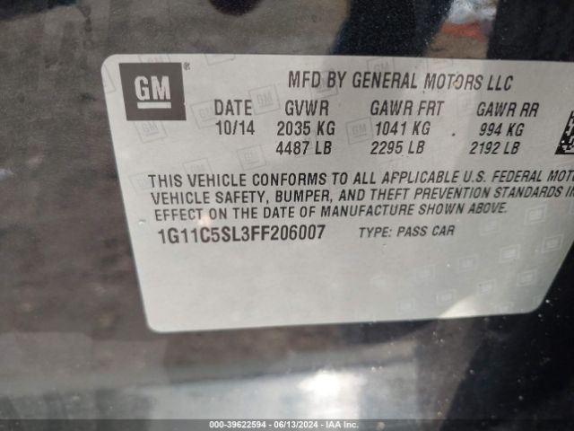 1G11C5SL3FF206007 Chevrolet MALIBU 1LT