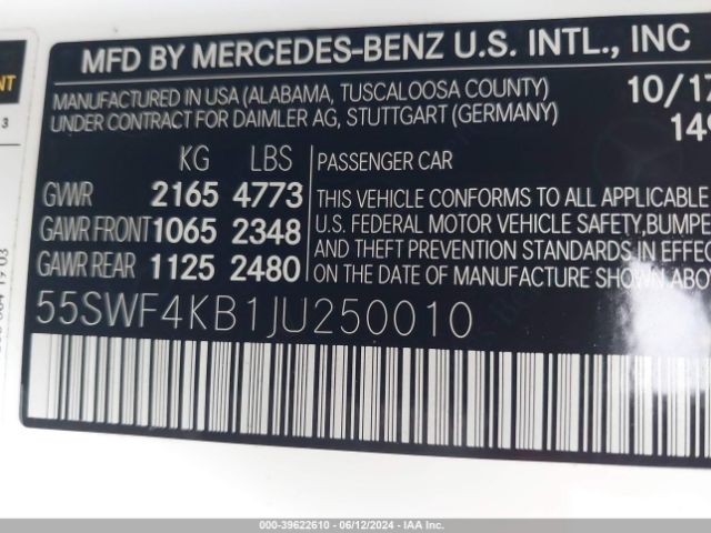 55SWF4KB1JU250010 Mercedes-Benz C 300 4matic
