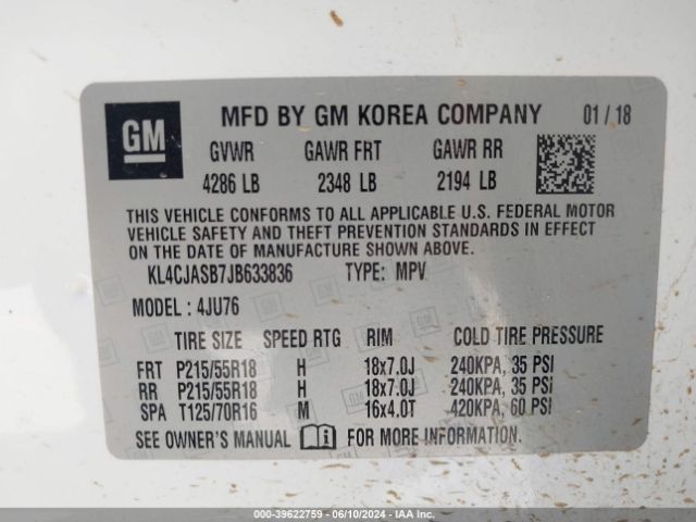 KL4CJASB7JB633836 Buick Encore Preferred