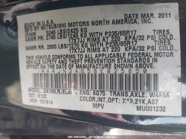 2011 MITSUBISHI ENDEAVOR 4A4JN2AS5BE025850 Photo 8