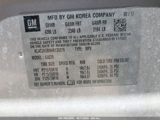 KL4CJASB9HB135079 Buick Encore Preferred