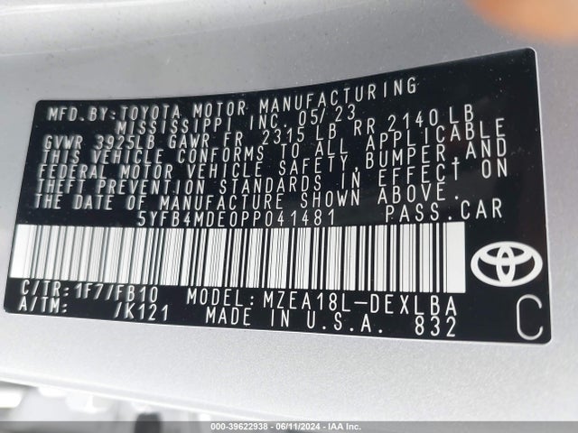 Toyota COROLLA LE 2023 5YFB4MDE0PP041481 Image 9