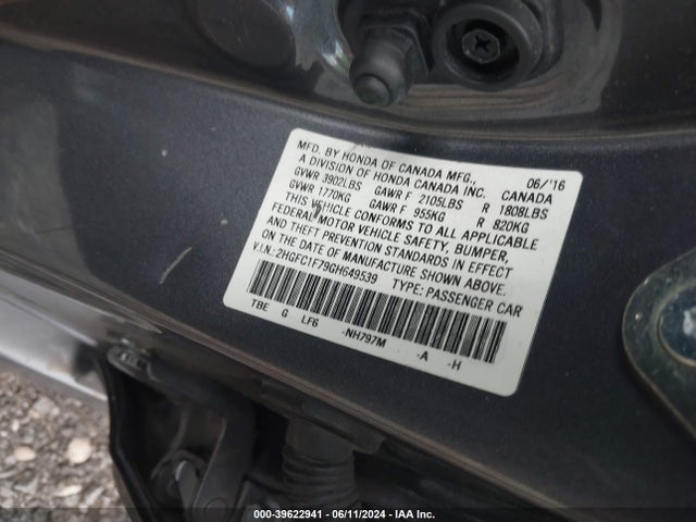 Honda Civic Ex-l 2016 2HGFC1F79GH649539 Image 9