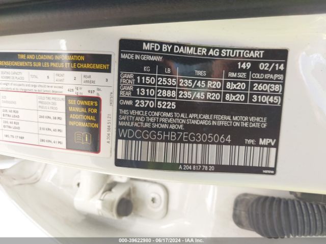 WDCGG5HB7EG305064 Mercedes-Benz GLK 350