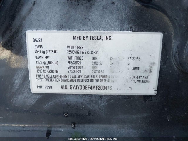 5YJYGDEF4MF209476 Tesla Model Y Performance Dual Motor All-wheel Drive
