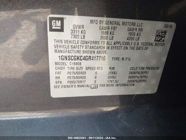 Chevrolet Suburban Ls 2016 1GNSCGKC4GR417716 Image 9