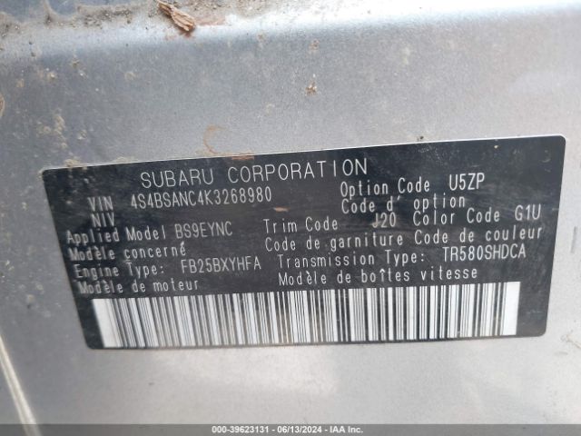 4S4BSANC4K3268980 Subaru Outback 2.5i Limited
