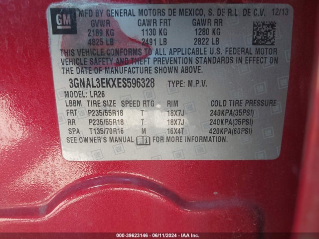 Chevrolet Captiva Sport Lt 2014 3GNAL3EKXES596328 Image 9
