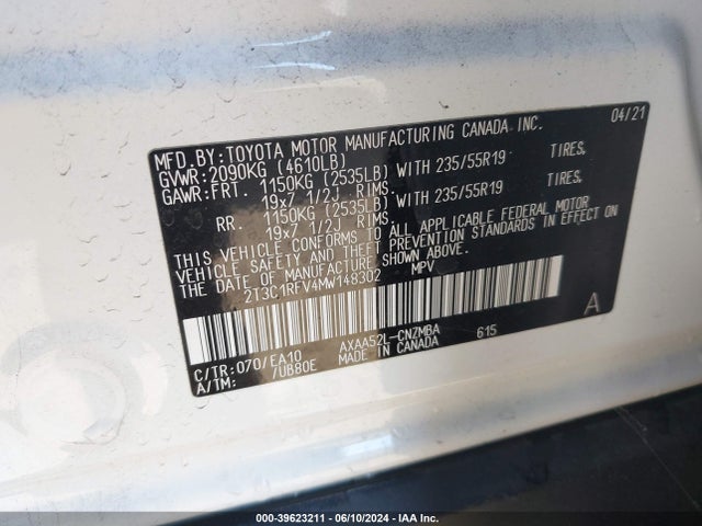 Toyota Rav4 Xle Premium 2021 2T3C1RFV4MW148302 Image 9