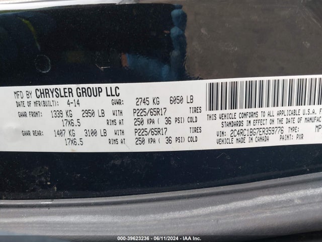 2C4RC1BG7ER359776 Chrysler Town & Country Touring