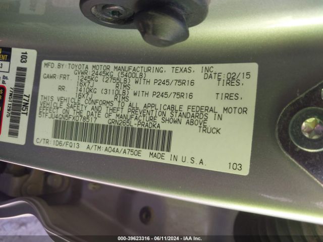 5TFJU4GN5FX078517 Toyota Tacoma Prerunner V6