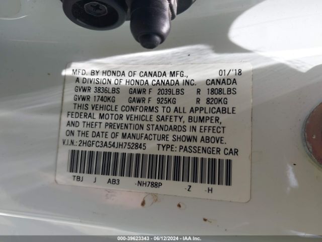 2HGFC3A54JH752845 Honda CIVIC SI