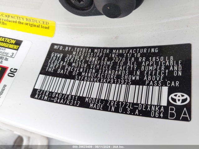 Toyota COROLLA LE 2019 5YFBURHEXKP913925 Image 9