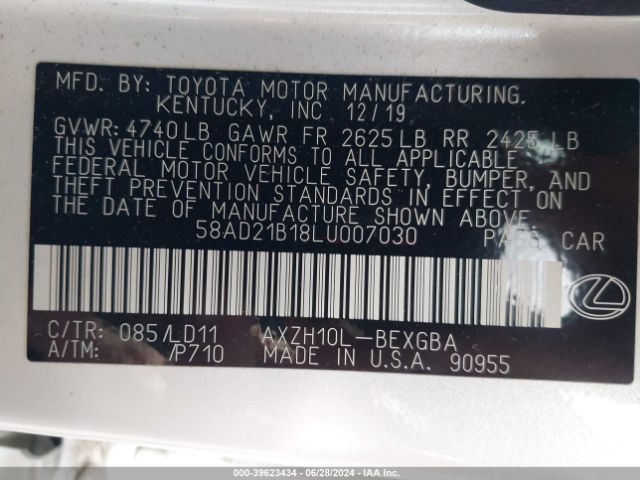 58AD21B18LU007030 Lexus ES 300H