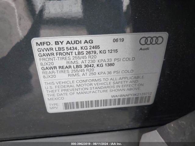 WA1BNAFY3K2123712 Audi Q5 45 Premium