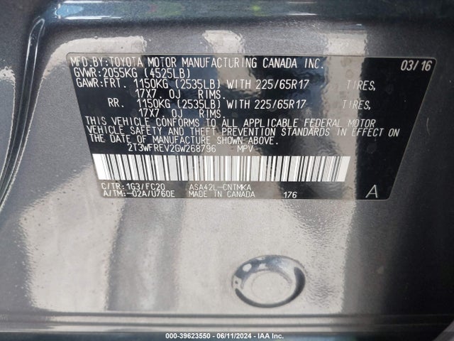 Toyota Rav4 Xle 2016 2T3WFREV2GW268796 Image 9