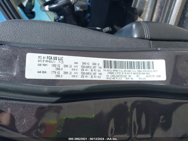 Dodge DURANGO LIMITED 2015 1C4RDJDG4FC931343 Image 9