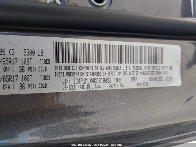 1C4PJMLX4KD318453 Jeep Cherokee Latitude Plus 4x4