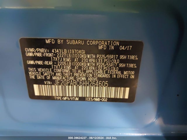 JF2GPABC6HH264605 Subaru Crosstrek 2.0i Premium