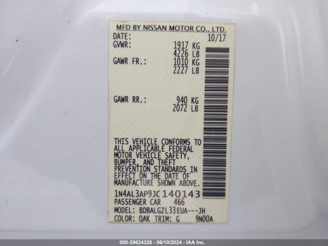 Nissan Altima 2.5 S 2018 1N4AL3AP9JC140143 Image 9