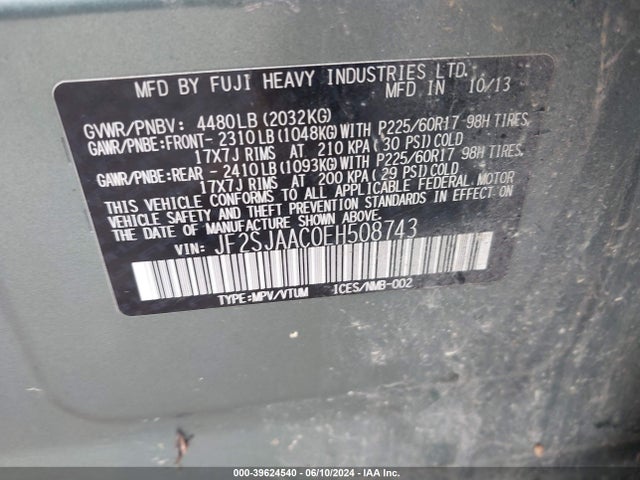 Subaru Forester 2.5i 2014 JF2SJAAC0EH508743 Image 9