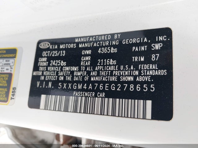 KIA Optima Lx 2014 5XXGM4A76EG278655 Image 9