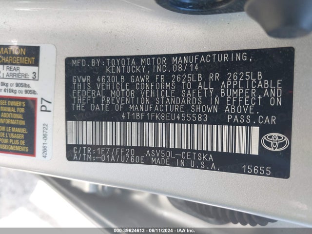 Toyota CAMRY SE 2014 4T1BF1FK8EU455583 Image 9