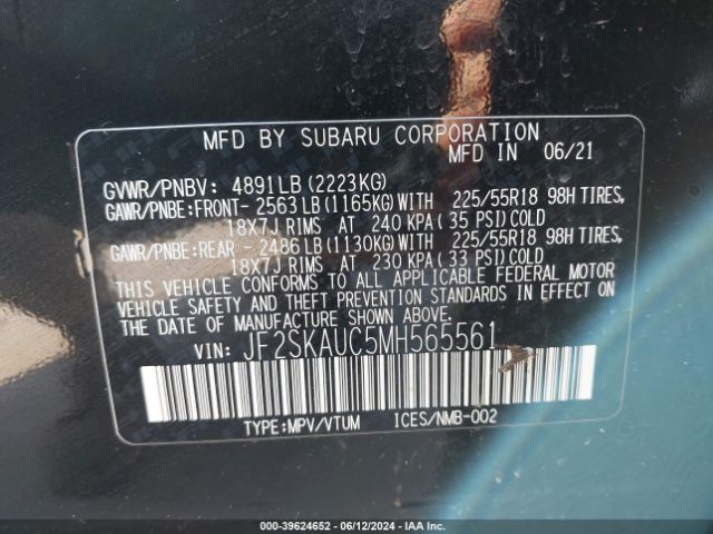 JF2SKAUC5MH565561 Subaru Forester Limited
