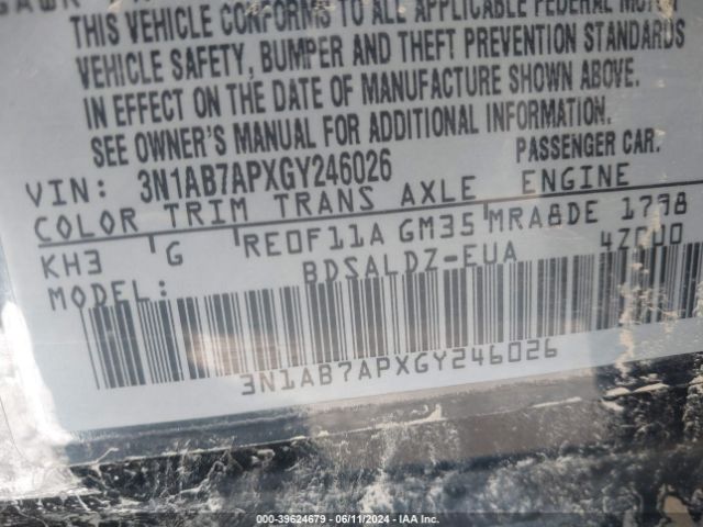 3N1AB7APXGY246026 Nissan SENTRA SV