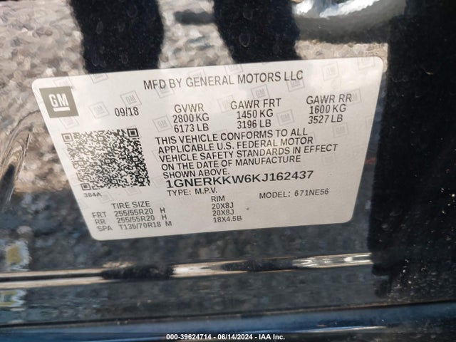 Chevrolet Traverse Premier 2019 1GNERKKW6KJ162437 Image 9