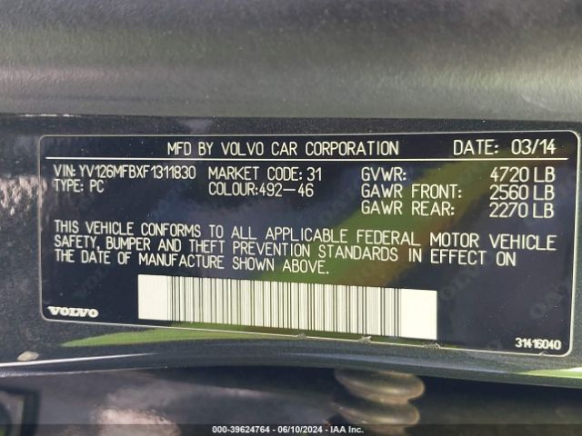 YV126MFBXF1311830 Volvo S60 T5 Premier