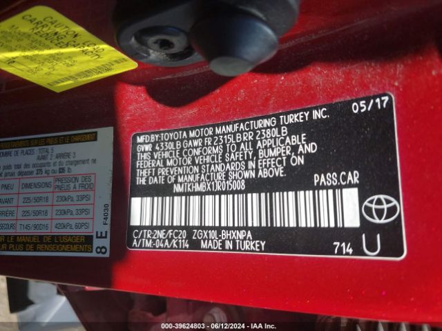 NMTKHMBX1JR015008 Toyota C-hr Xle Premium