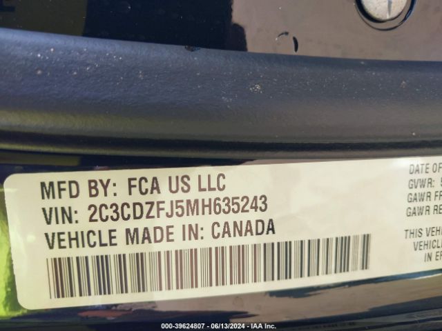 2C3CDZFJ5MH635243 Dodge Challenger R/t Scat Pack