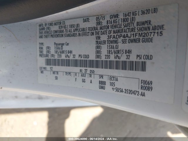 Ford FIESTA S 2015 3FADP4AJ1FM207715 Image 9