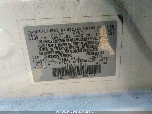 Nissan Versa Note S (sr)/s Plus/sl/sr/sv 2015 3N1CE2CP2FL394943 Image 9