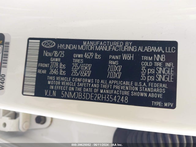Hyundai TUCSON SEL 2024 5NMJB3DE2RH354248 Image 9