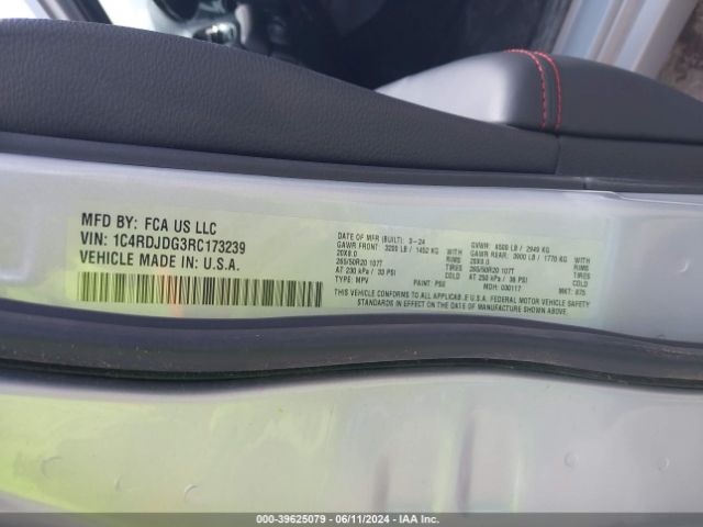 1C4RDJDG3RC173239 Dodge Durango Gt Plus Awd