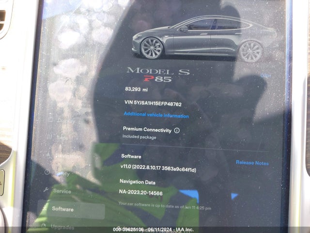 5YJSA1H15EFP48762 Tesla Model S P85
