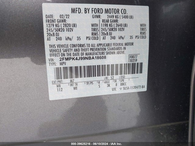 Ford Edge St-line 2022 2FMPK4J99NBA18608 Image 9