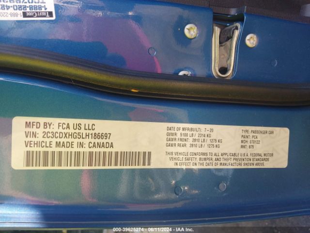 2C3CDXHG5LH186697 Dodge Charger Gt Rwd