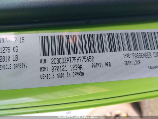 2C3CDZAT7FH775452 Dodge Challenger R/t
