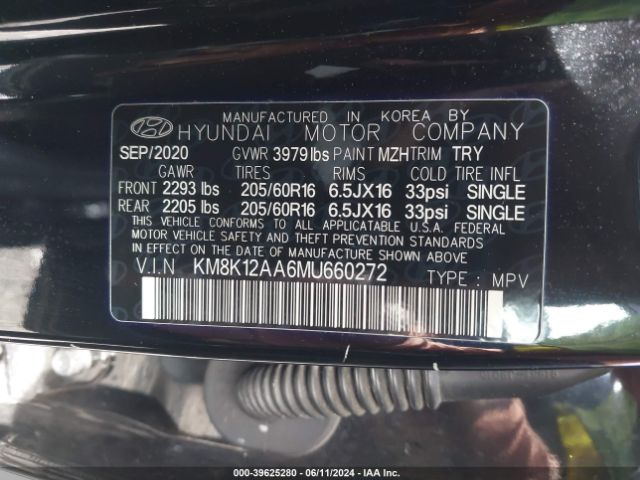 KM8K12AA6MU660272 Hyundai Kona Se