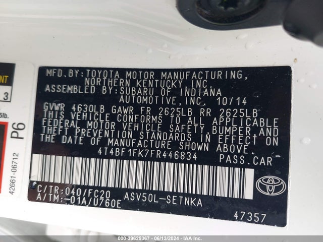 Toyota CAMRY LE 2015 4T4BF1FK7FR446834 Image 9