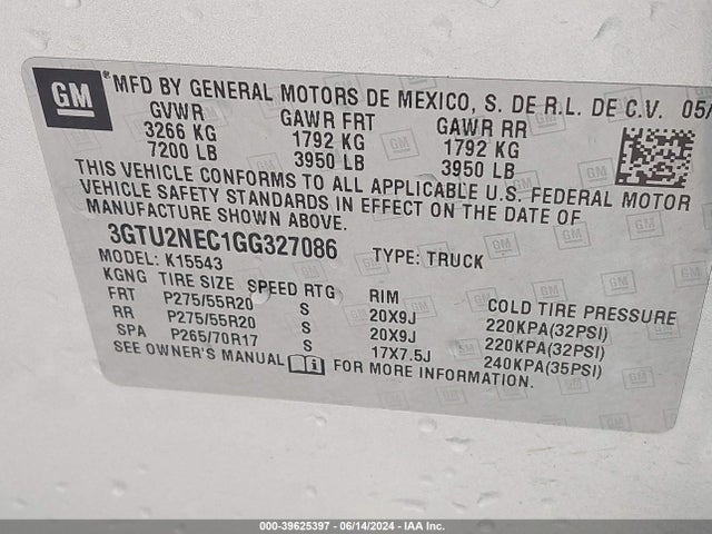 GMC Sierra 1500 Slt 2016 3GTU2NEC1GG327086 Image 9