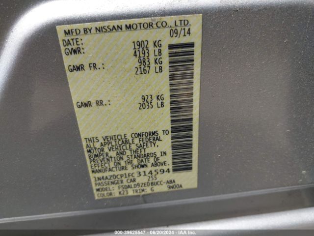 1N4AZ0CP1FC314594 Nissan LEAF SV